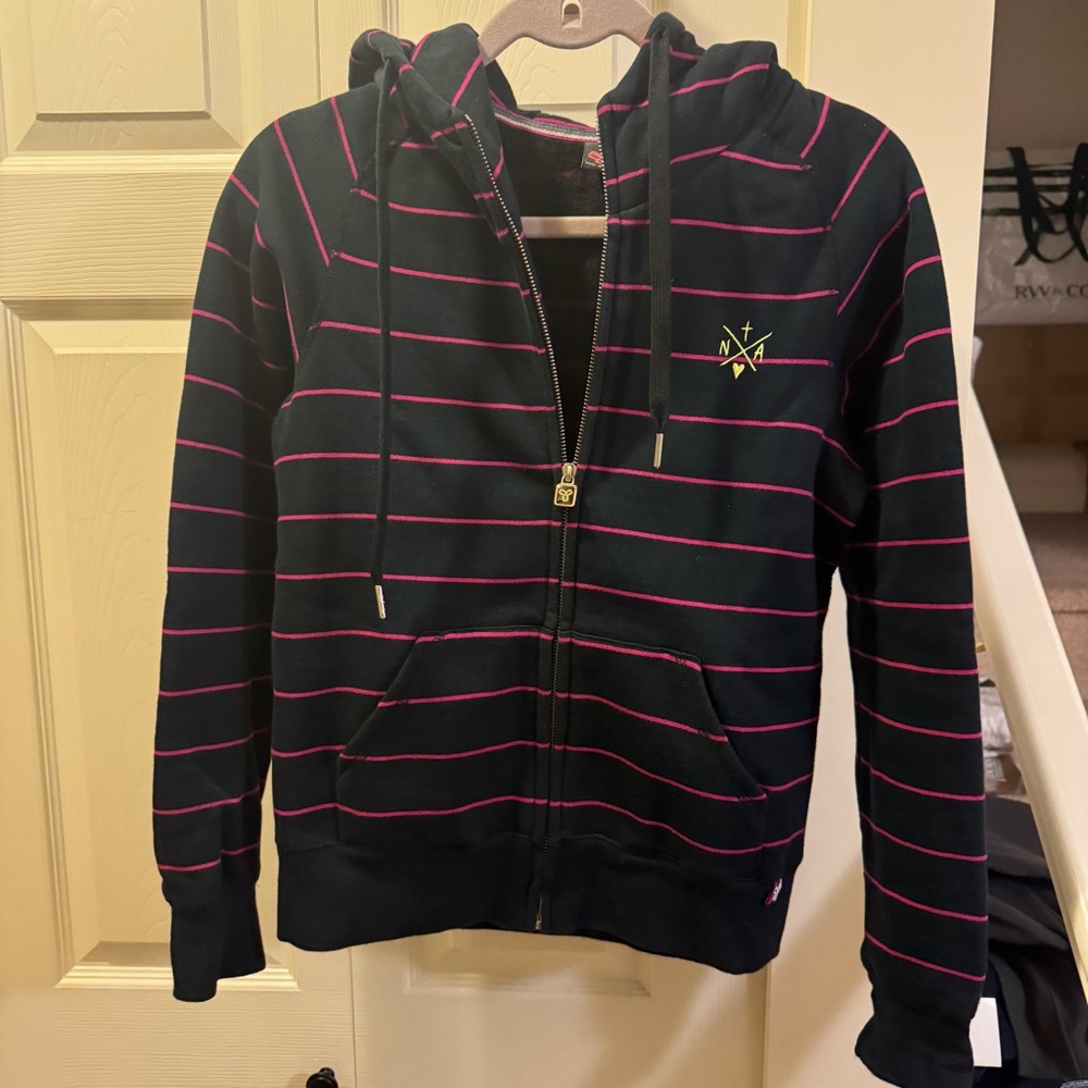 TNA Black and Pink Striped Hoodie